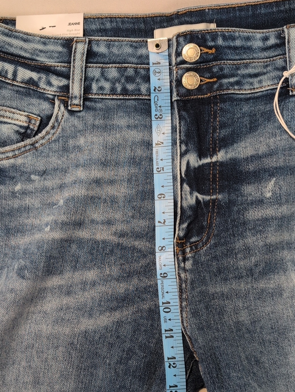 Vervet Jeanne High-Rise Stretch Slim Straight Jeans Acid Wash Size 32 - Picture 9 of 15